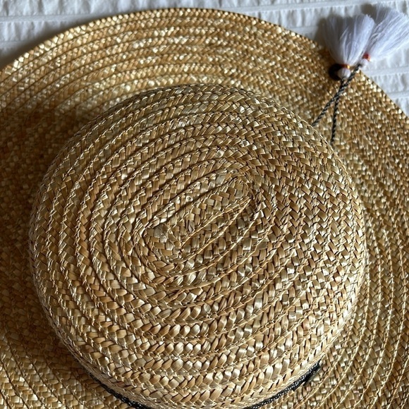 PETER GRIMM Straw Sun Hat Steeplechase Kentucky Derby Wide Brim Grosgrain Ribbon - Picture 6 of 9